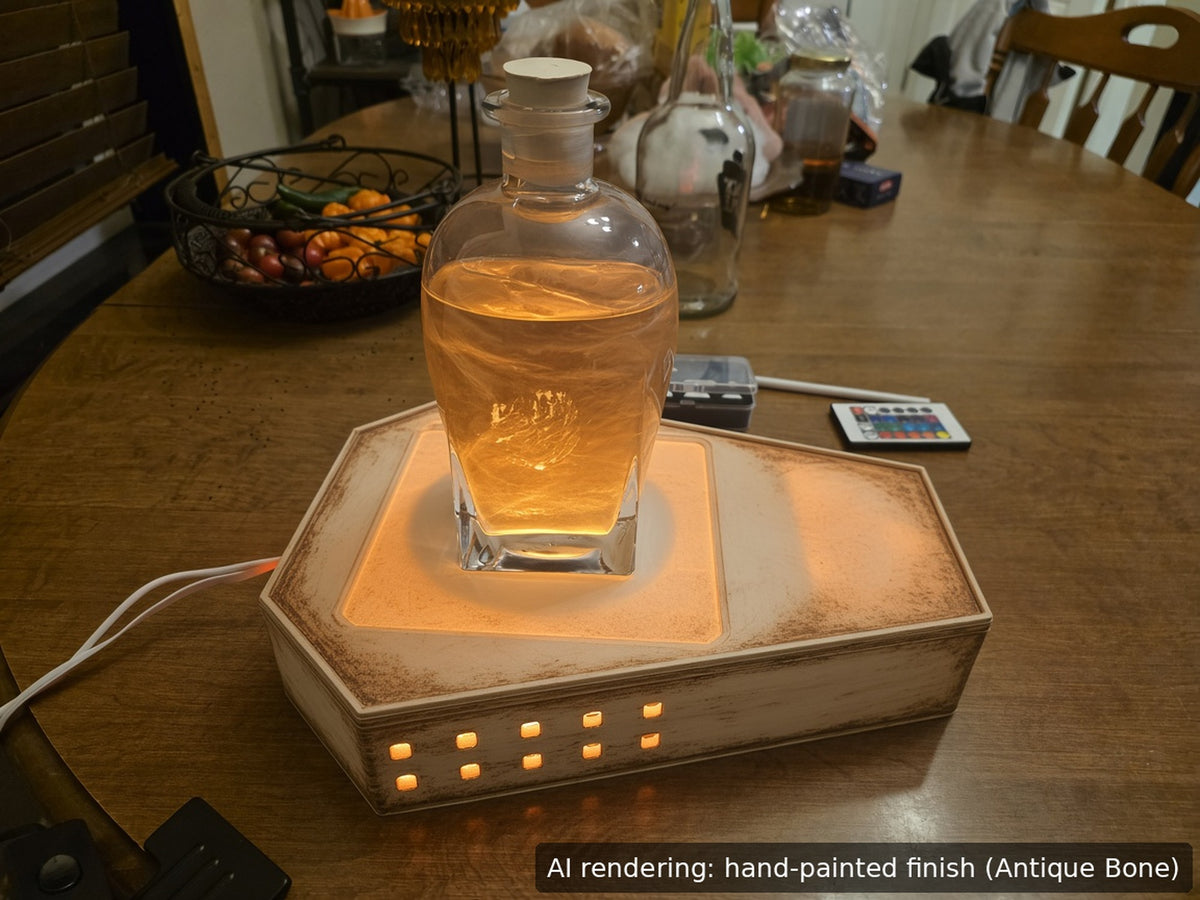 Living Potion Coffin – Glowing RGB Potion Display with Magnetic Stir Plate