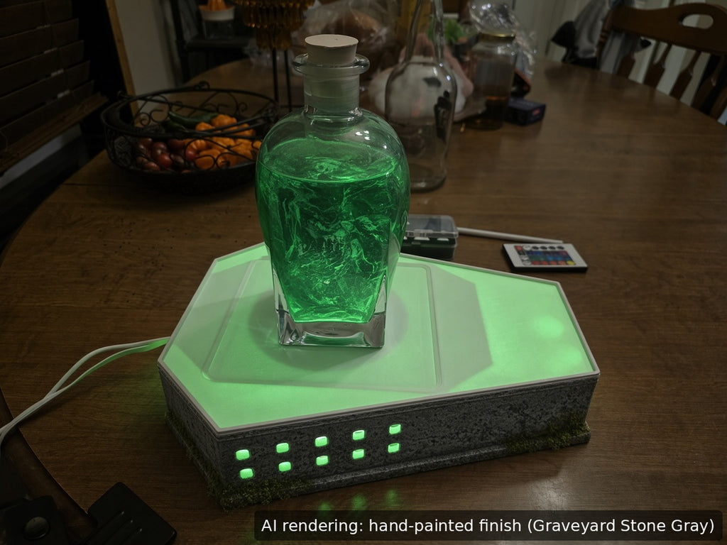Living Potion Coffin – Glowing RGB Potion Display with Magnetic Stir Plate