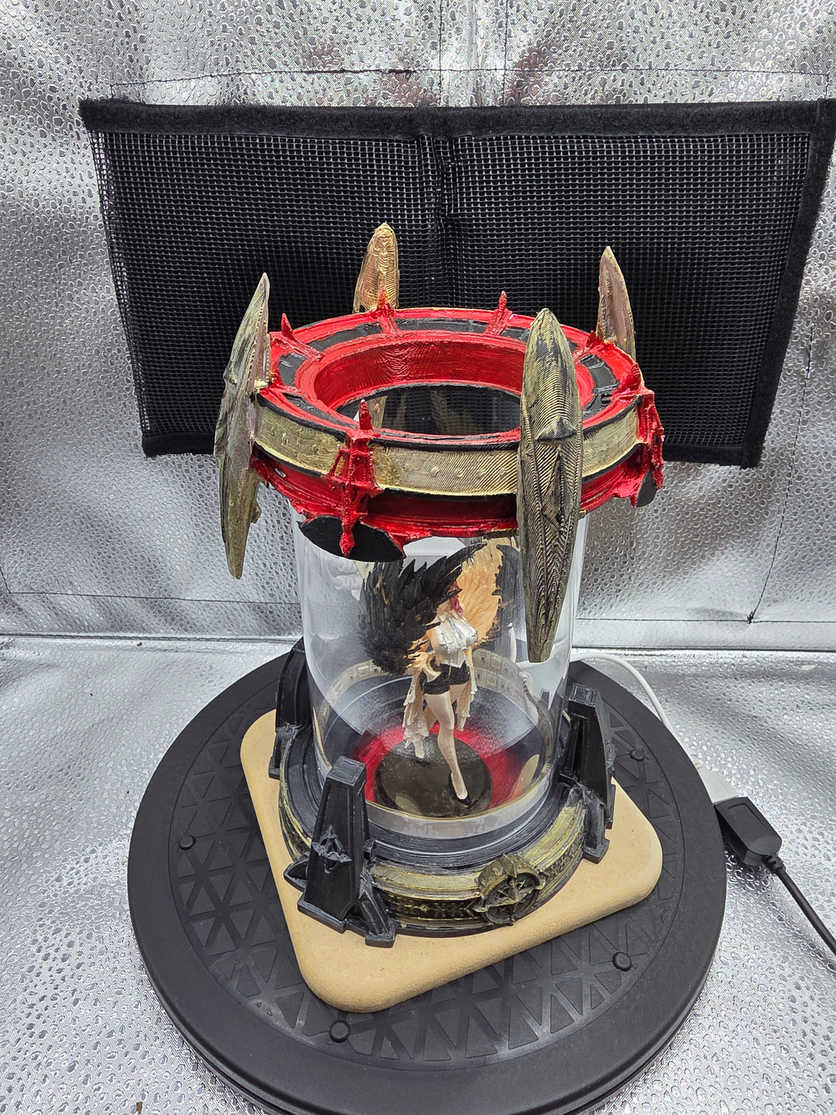 Winged Sorceress LED Display Figurine - One-of-a-Kind Hand-Painted Original in Lighted Acrylic Tube